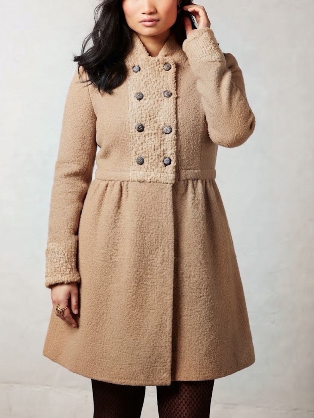 Anthropologie Moth Midtown Wool Coat Tan Size XL